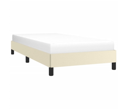 Estructura de cama sin colchón cuero sintético crema 90x190 cm