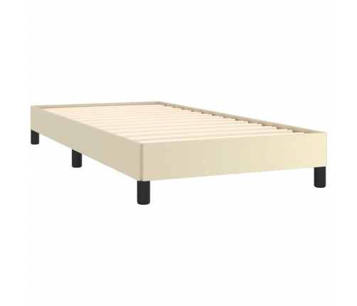 Estructura de cama sin colchón cuero sintético crema 90x190 cm