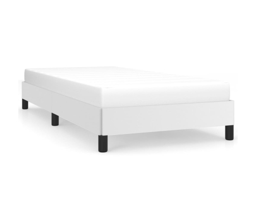 Estructura de cama sin colchón cuero sintético blanco 90x200 cm