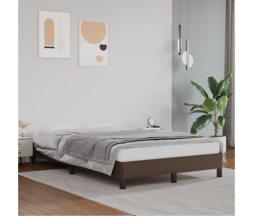 Estructura de cama sin colchón cuero sintético marrón 120x200cm