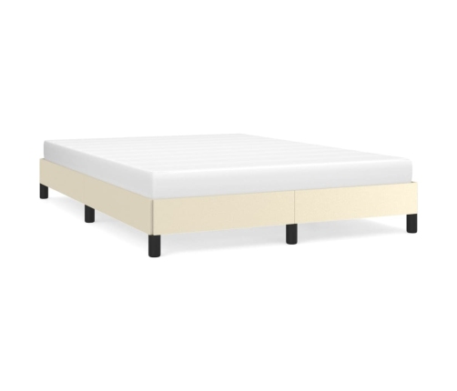 Estructura de cama sin colchón cuero sintético crema 140x190 cm