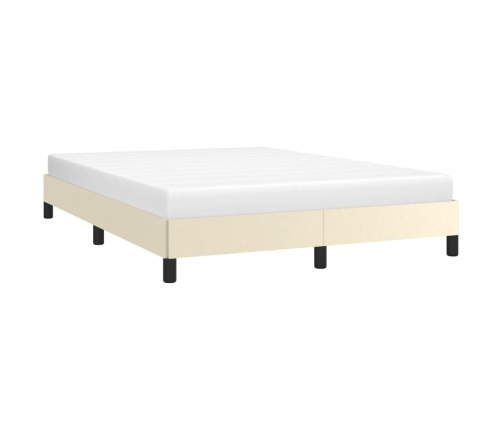 Estructura de cama sin colchón cuero sintético crema 140x190 cm