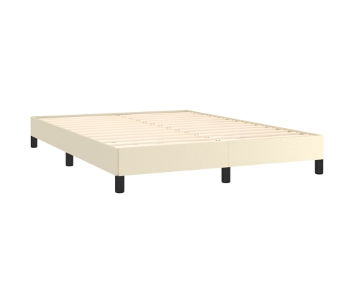 Estructura de cama sin colchón cuero sintético crema 140x190 cm