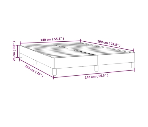 Estructura de cama sin colchón cuero sintético crema 140x190 cm