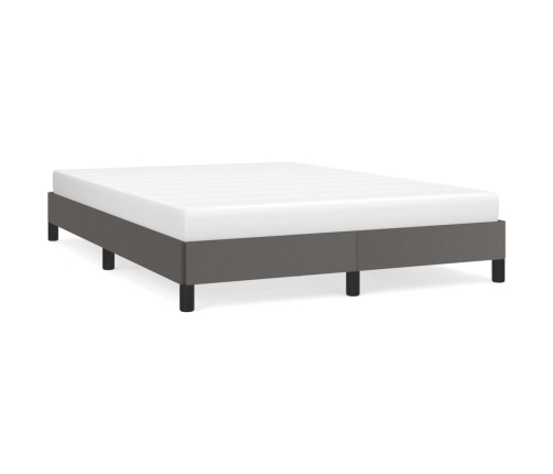 Estructura de cama sin colchón cuero sintético gris 140x190 cm