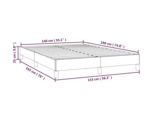 Estructura de cama sin colchón cuero sintético gris 140x190 cm