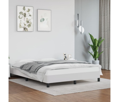 vidaXL Estructura de cama de cuero sintético blanco 140x200 cm