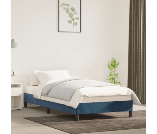 Estructura de cama sin colchón terciopelo azul oscuro 80x200 cm