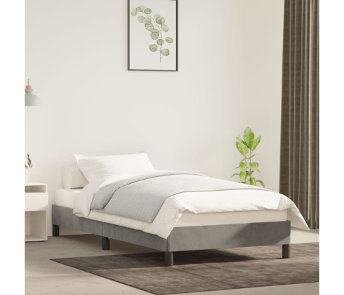 Estructura de cama sin colchón terciopelo gris claro 90x190 cm