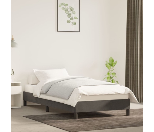 Estructura de cama sin colchón terciopelo gris oscuro 90x200 cm