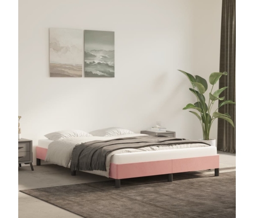 Estructura de cama sin colchón terciopelo rosa 140x190 cm