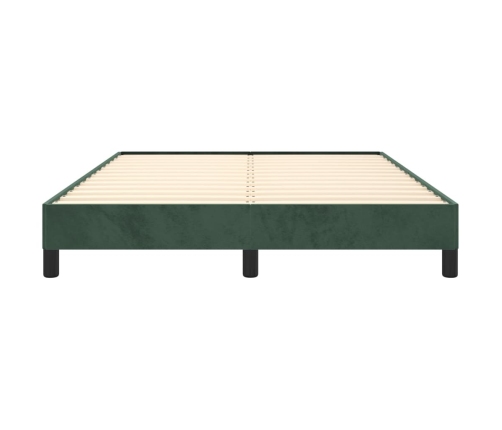 Estructura cama sin colchón terciopelo verde oscuro 140x200 cm