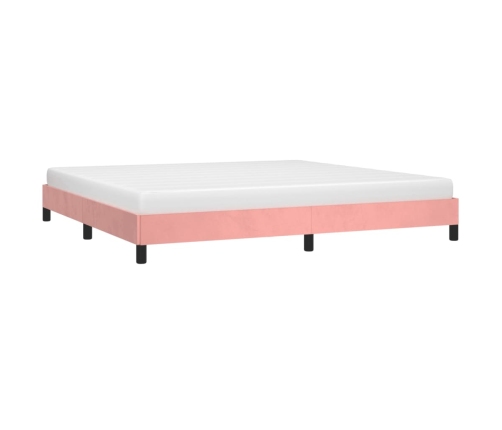 Estructura cama sin colchón terciopelo rosa 200x200 cm