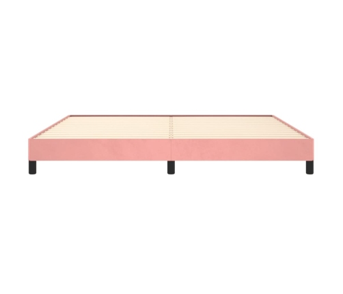 Estructura cama sin colchón terciopelo rosa 200x200 cm