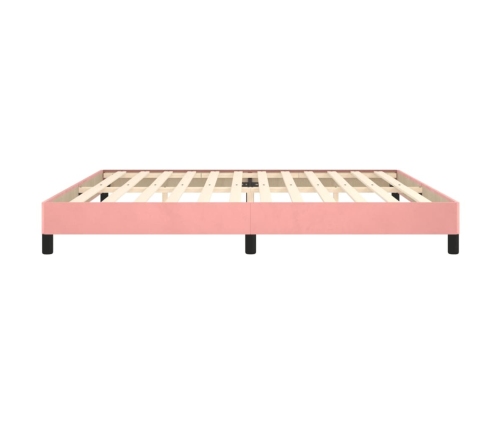 Estructura cama sin colchón terciopelo rosa 200x200 cm