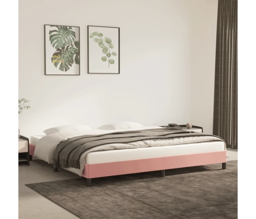 Estructura cama sin colchón terciopelo rosa 200x200 cm