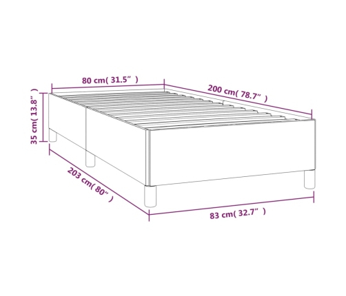 Estructura de cama sin colchón tela gris claro 80x200 cm