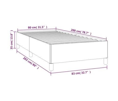 Estructura de cama sin colchón tela marrón oscuro 80x200 cm