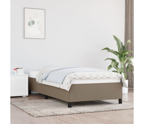 Estructura de cama sin colchón tela gris taupe 80x200 cm