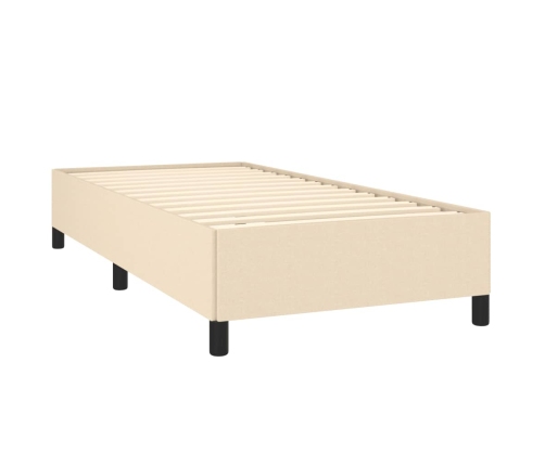 Estructura de cama sin colchón tela crema 90x190 cm