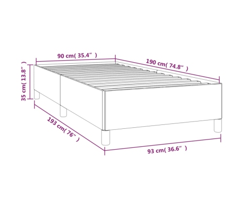 Estructura de cama sin colchón tela crema 90x190 cm