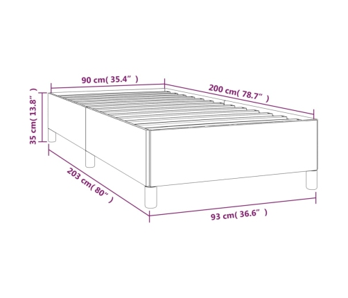 Estructura de cama sin colchón tela marrón oscuro 90x200 cm