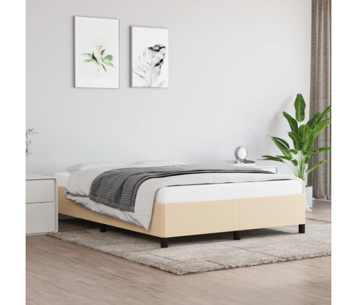 vidaXL Estructura de cama de tela color crema 140x200 cm