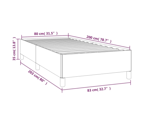 Estructura de cama sin colchón tela negro 80x200 cm