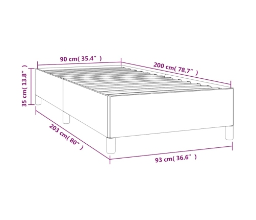 Estructura de cama sin colchón tela gris oscuro 90x200 cm