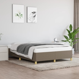 Cama sin colchón tela gris taupe 140x190 cm