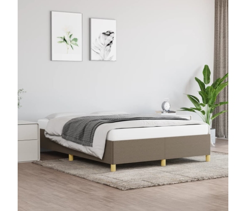 Cama sin colchón tela gris taupe 140x190 cm