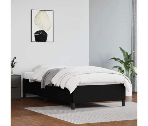 Estructura de cama sin colchón cuero sintético negro 90x190 cm