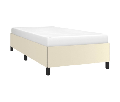 Estructura de cama sin colchón cuero sintético crema 90x190 cm