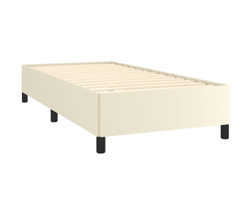 Estructura de cama sin colchón cuero sintético crema 90x190 cm