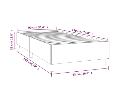 Estructura de cama sin colchón cuero sintético crema 90x190 cm