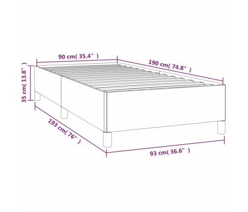 Estructura de cama sin colchón cuero sintético gris 90x190 cm