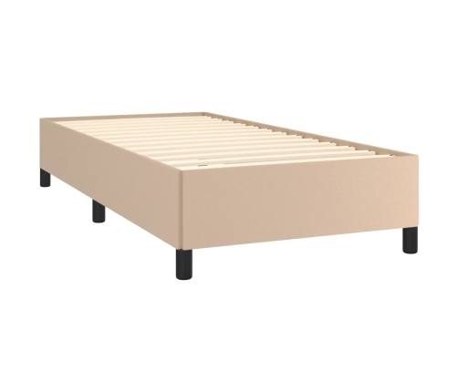 Estructura cama sin colchón cuero sintético capuchino 90x190 cm