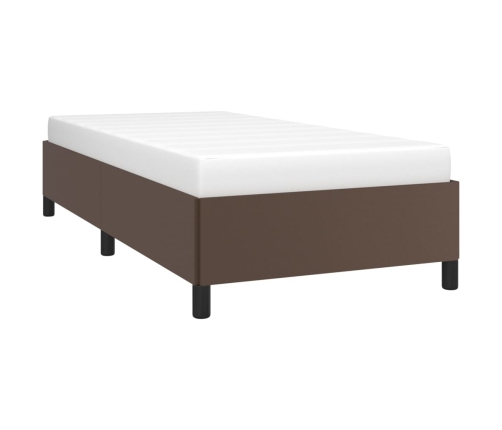 vidaXL Estructura de cama de cuero sintético marrón 90x200 cm