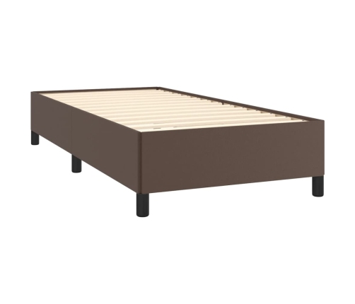 vidaXL Estructura de cama de cuero sintético marrón 90x200 cm