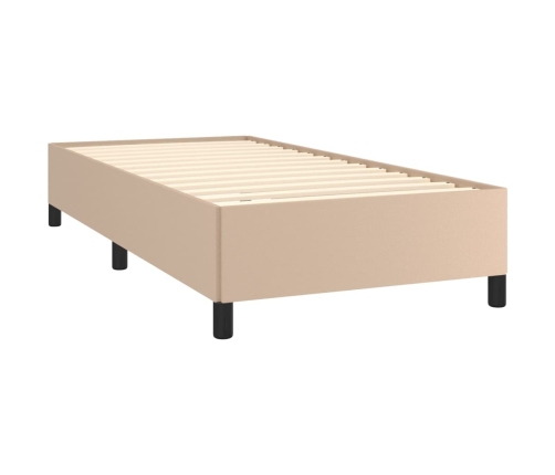 Estructura cama sin colchón cuero sintético capuchino 90x200 cm