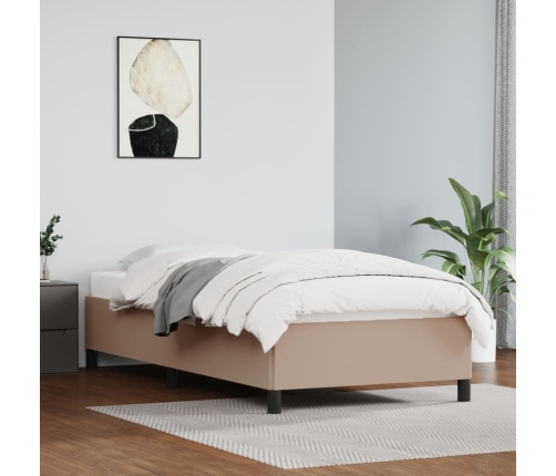 Estructura cama sin colchón cuero sintético capuchino 100x200cm