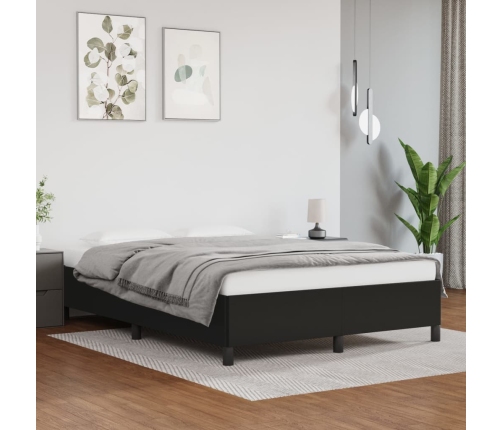 vidaXL Estructura de cama de cuero sintético negro 140x190 cm