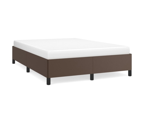 vidaXL Estructura de cama de cuero sintético marrón 140x190 cm