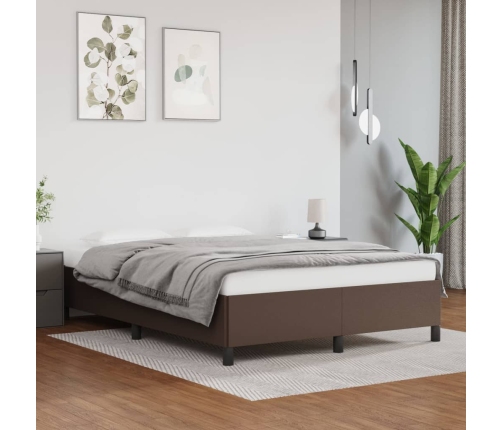 vidaXL Estructura de cama de cuero sintético marrón 140x190 cm