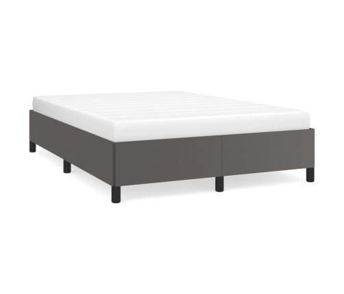 Estructura de cama sin colchón cuero sintético gris 140x190 cm