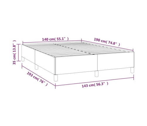 Estructura de cama sin colchón cuero sintético gris 140x190 cm