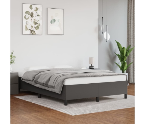 Estructura de cama sin colchón cuero sintético gris 140x190 cm