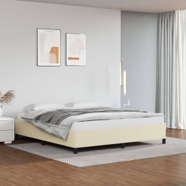 Estructura de cama sin colchón cuero sintético crema 160x200 cm