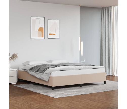 vidaXL Estructura de cama de cuero sintético capuchino 160x200 cm