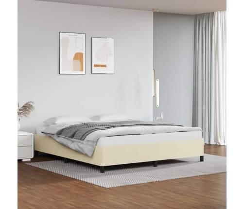 vidaXL Estructura de cama de cuero sintético crema 180x200 cm